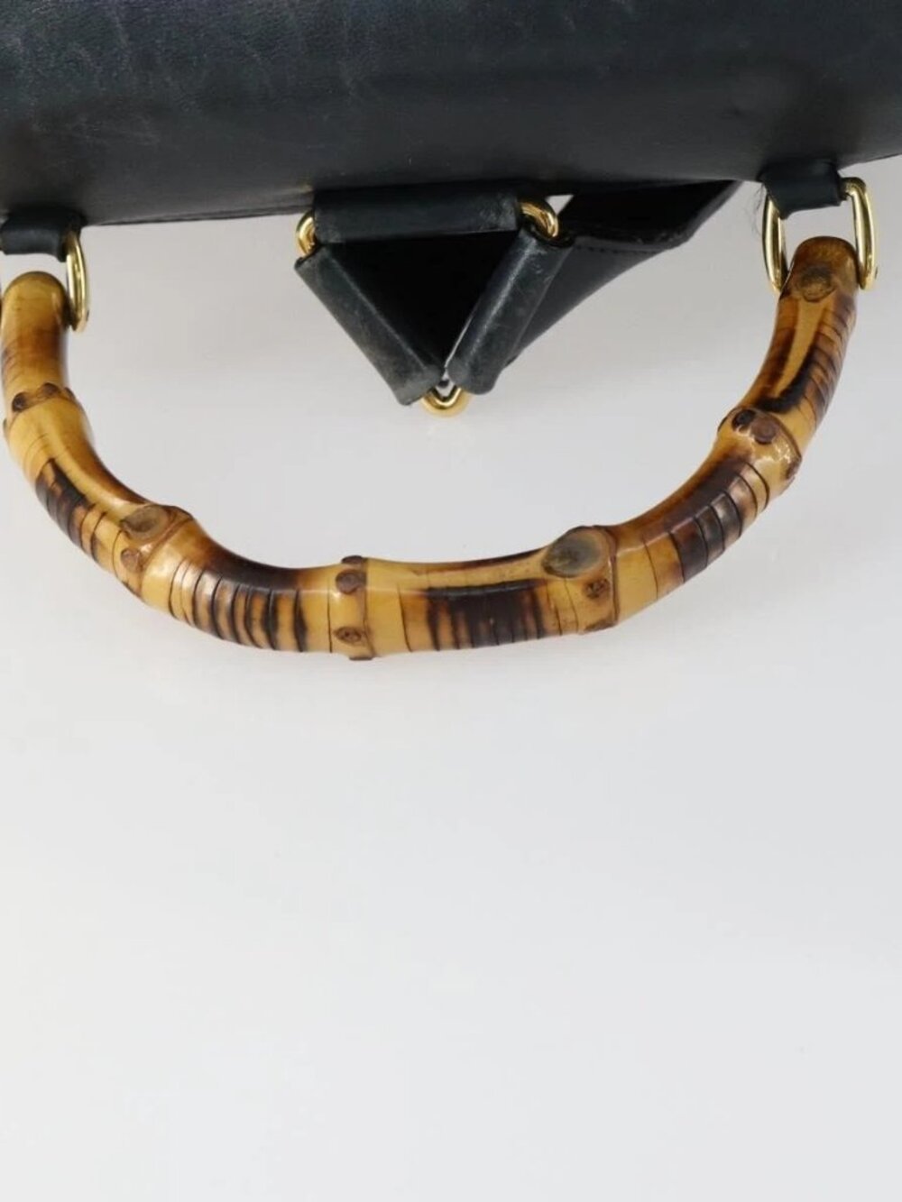 GUCCI Bamboo Backpack Leather Black Gold 003 2058 0016 Auth 156418 - Picture 8 of 16